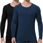 Men's Thermal Underwear Tops Crewneck Fleece Lined Long Sleeve Shirts for Men Base Layer Cold Weather Winter Warm