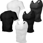 5 Pack Men's Compression Shirt Short Sleeve Vest Set, Body Shaper Shapewear Tank Top Base Layer for Sport