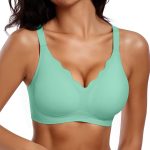 Womens Seamless Bras No Underwire Supportive Wireless Push Up Full Coverage Bralette Comfort Scalloped T-Shirt Bra