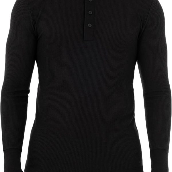 Men's Recycled Waffle Thermal Underwear Henley Top