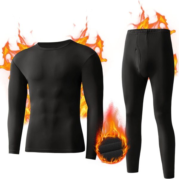 Thermal Underwear for Men Heavy Weight Long Johns Base Layer Set with Fleece Lined