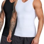2 Pack  Tummy Control Undershirt V Neck Compression Shirt for Men Slimming Vest Tank Tops Shapewear